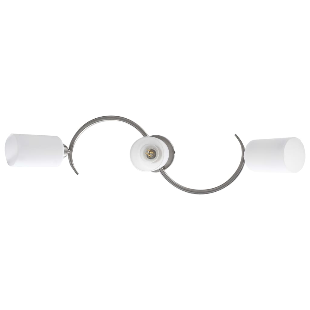 vidaXL Lustră cu abajururi din ceramică, 3 becuri E14, alb, con vidaXL Lustră cu abajururi din ceramică, 3 becuri E14, alb, con