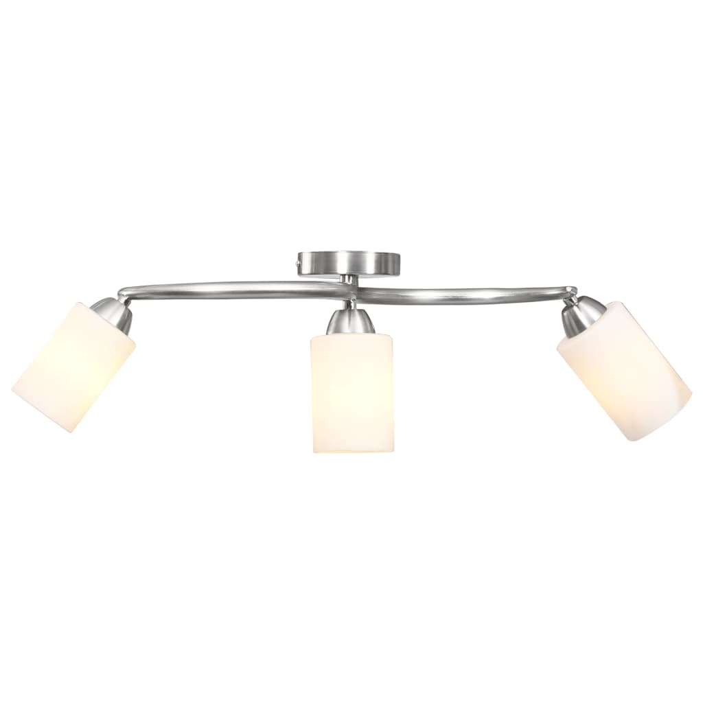 vidaXL Lustră cu abajururi din ceramică, 3 becuri E14, alb, con vidaXL Lustră cu abajururi din ceramică, 3 becuri E14, alb, con