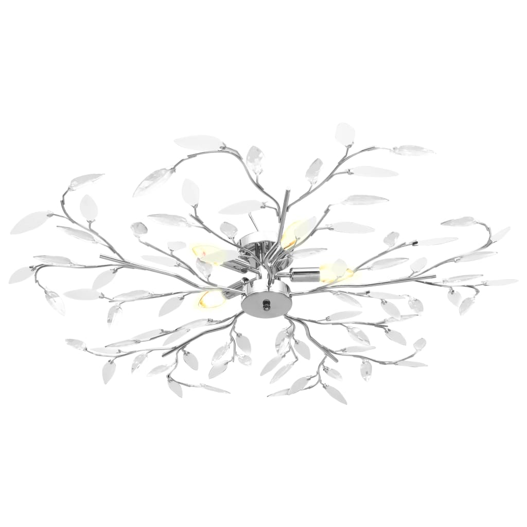 vidaXL Lustră cu brațe tip frunze cristal acrilic alb 5 becuri E14 vidaXL Lustră cu brațe tip frunze cristal acrilic alb 5 becuri E14