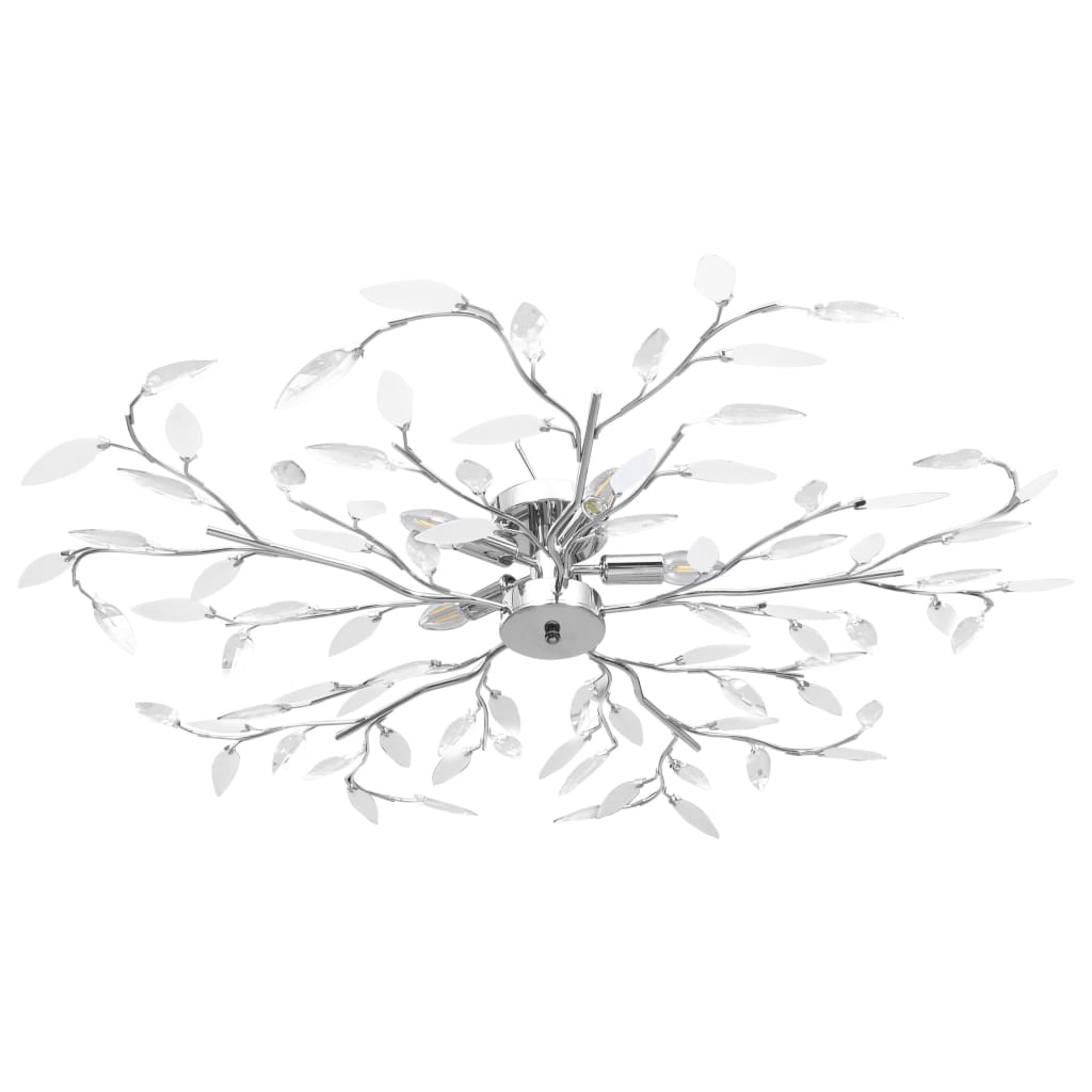 vidaXL Lustră cu brațe tip frunze cristal acrilic alb 5 becuri E14 vidaXL Lustră cu brațe tip frunze cristal acrilic alb 5 becuri E14