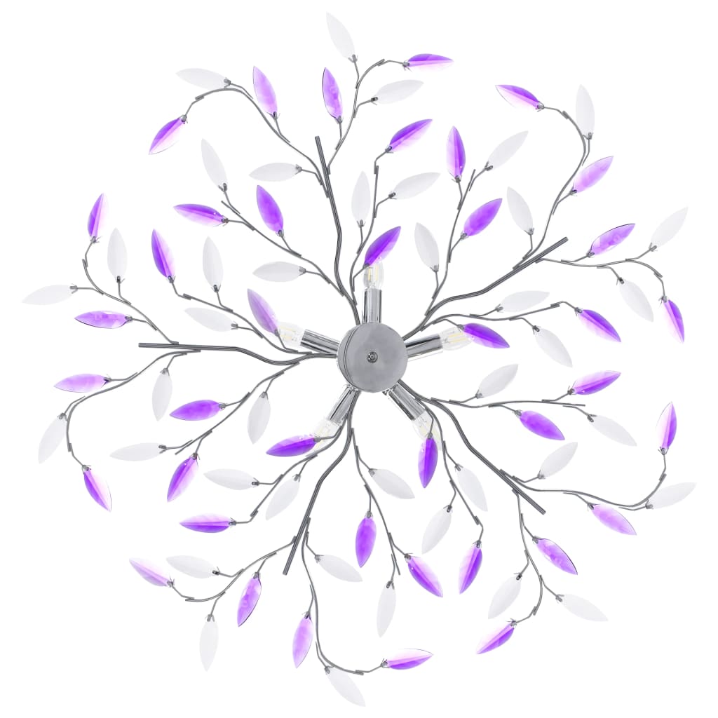 vidaXL Lustră cu brațe tip frunze cristal acrilic violet 5 becuri E14 vidaXL Lustră cu brațe tip frunze cristal acrilic violet 5 becuri E14