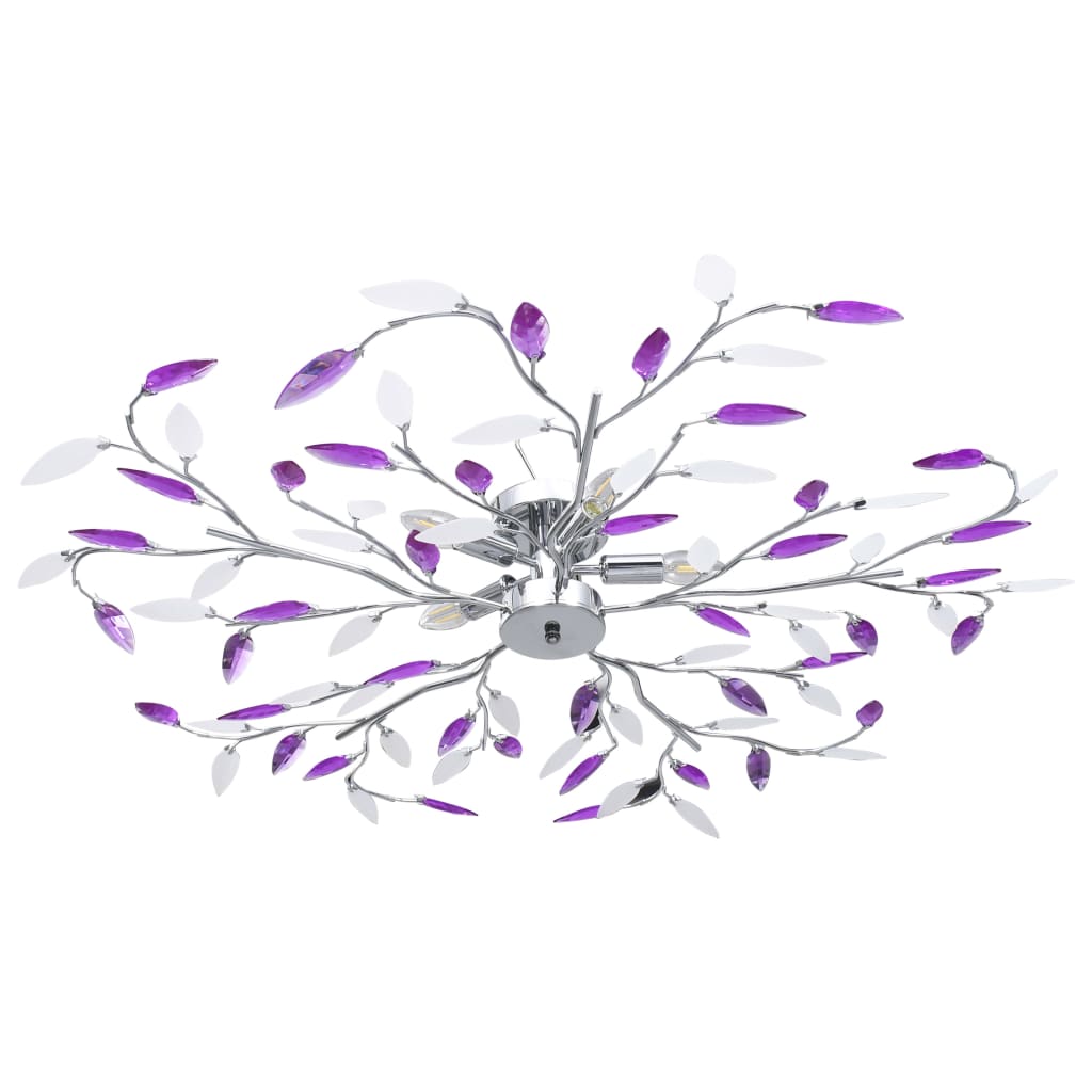 vidaXL Lustră cu brațe tip frunze cristal acrilic violet 5 becuri E14 vidaXL Lustră cu brațe tip frunze cristal acrilic violet 5 becuri E14
