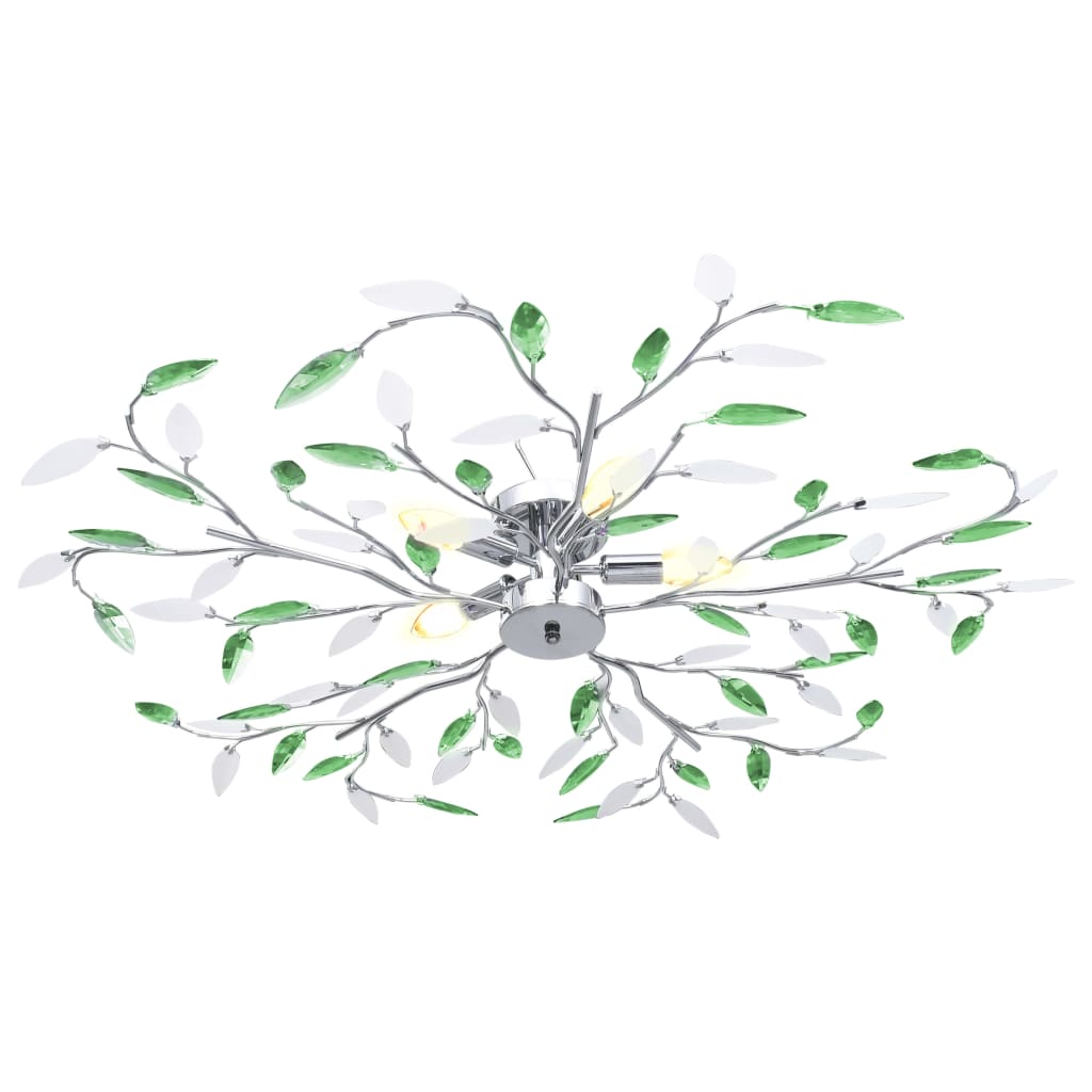 vidaXL Lustră cu brațe tip frunze cristal acrilic verde 5 becuri E14 vidaXL Lustră cu brațe tip frunze cristal acrilic verde 5 becuri E14