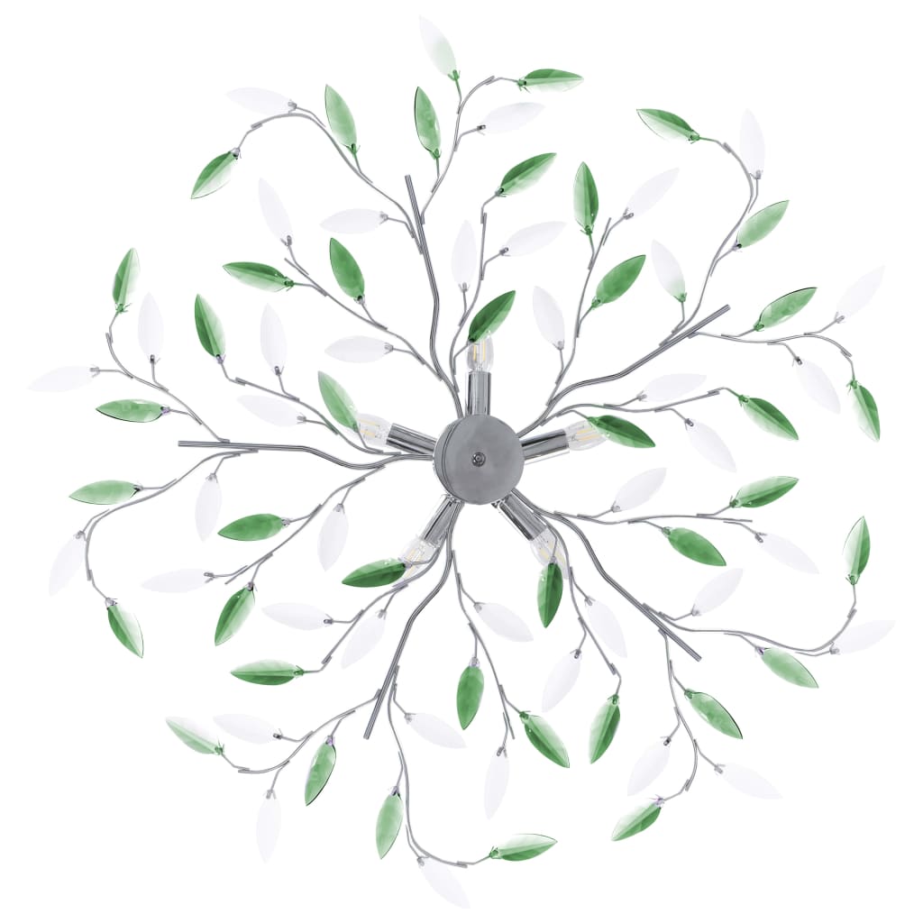vidaXL Lustră cu brațe tip frunze cristal acrilic verde 5 becuri E14 vidaXL Lustră cu brațe tip frunze cristal acrilic verde 5 becuri E14