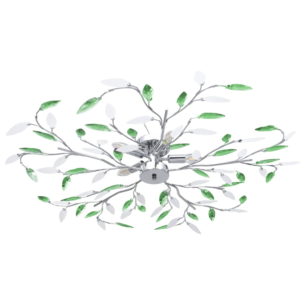 vidaXL Lustră cu brațe tip frunze cristal acrilic verde 5 becuri E14 vidaXL Lustră cu brațe tip frunze cristal acrilic verde 5 becuri E14