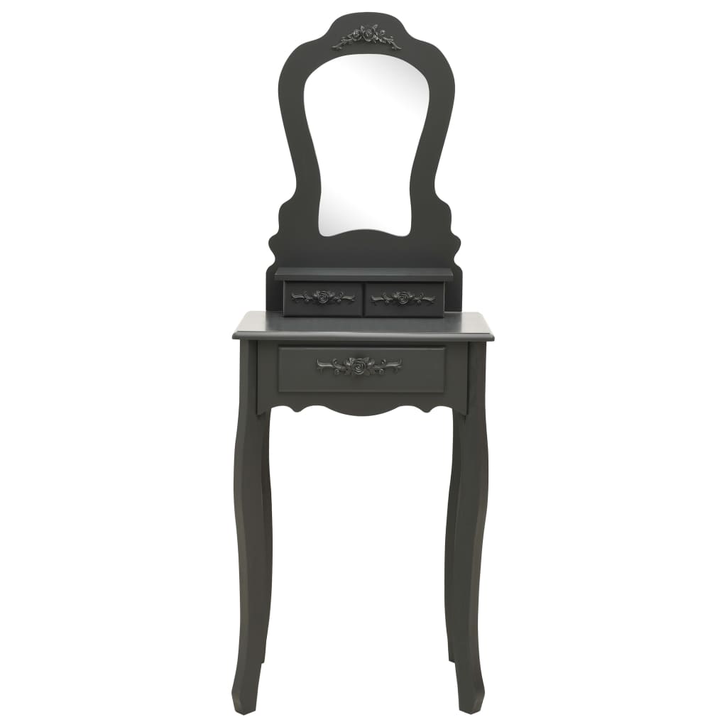vidaXL Set masă de toaletă cu taburet gri 50x59x136 cm lemn paulownia