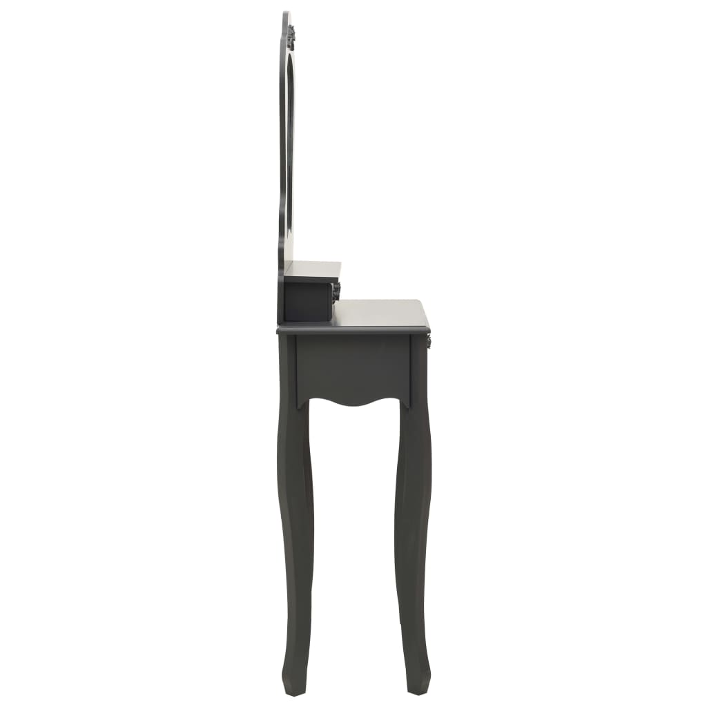vidaXL Set masă de toaletă cu taburet gri 50x59x136 cm lemn paulownia
