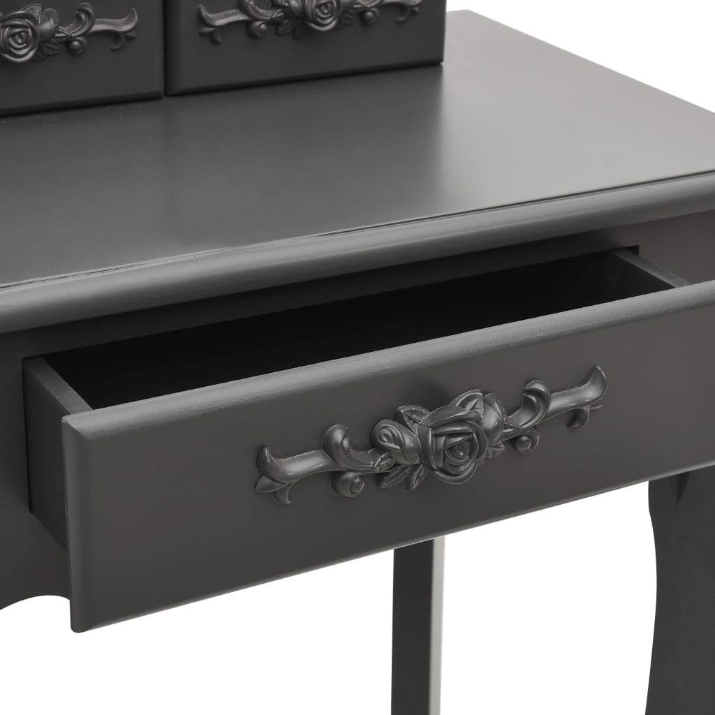 vidaXL Set masă de toaletă cu taburet gri 50x59x136 cm lemn paulownia