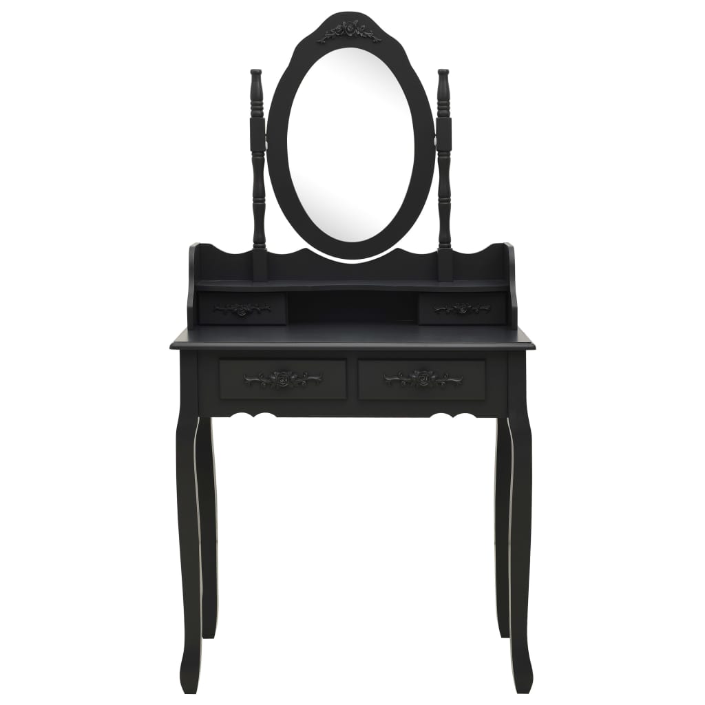 vidaXL Set masă toaletă cu taburet negru 75x69x140 cm lemn paulownia