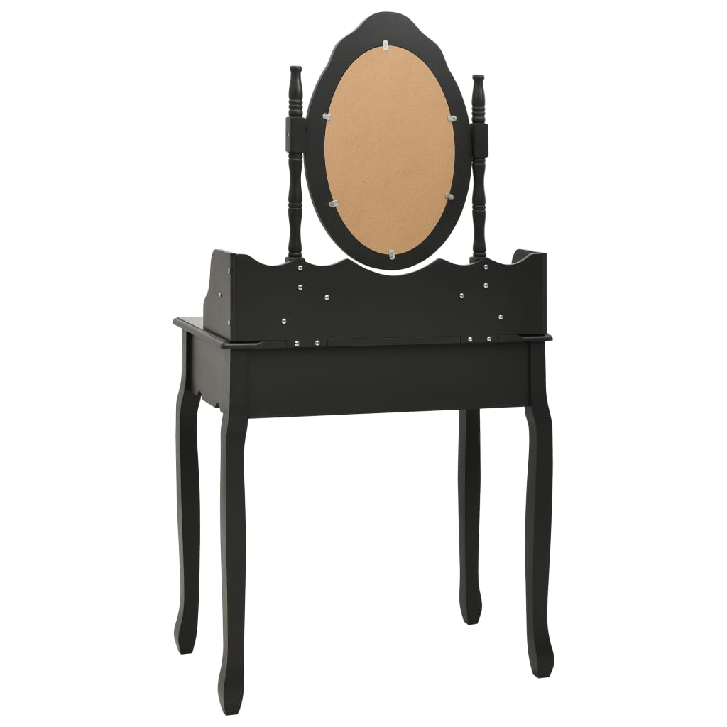 vidaXL Set masă toaletă cu taburet negru 75x69x140 cm lemn paulownia