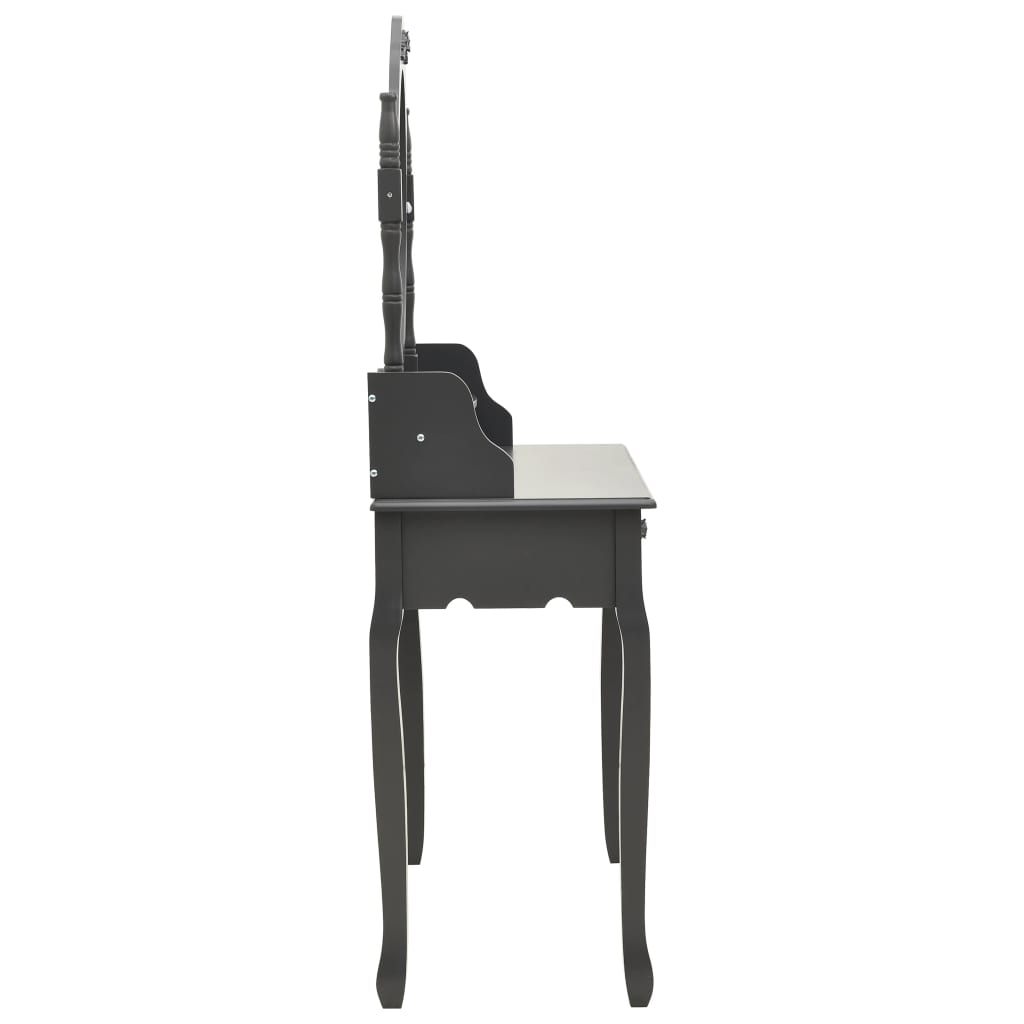 vidaXL Set masă de toaletă cu taburet gri 75x69x140cm lemn paulownia