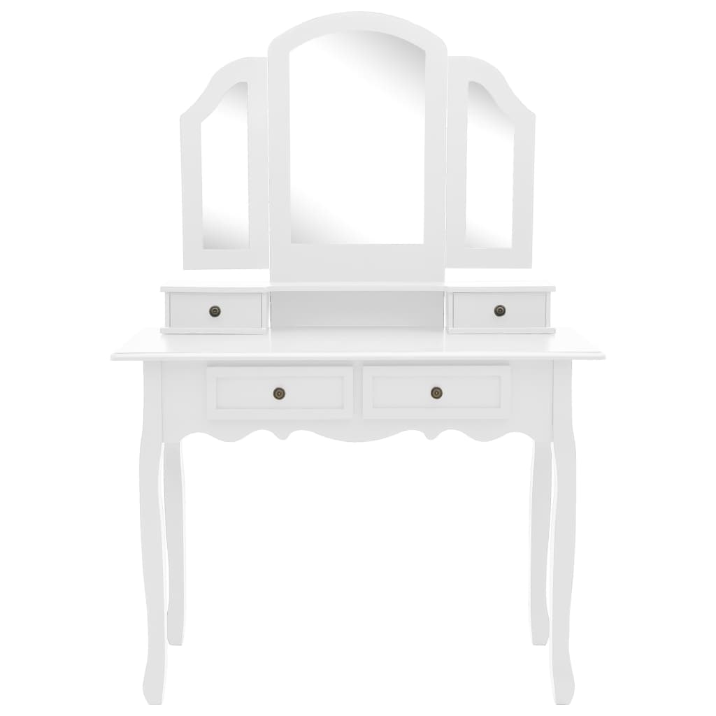 vidaXL Set masă toaletă cu taburet alb 100x40x146 cm lemn paulownia