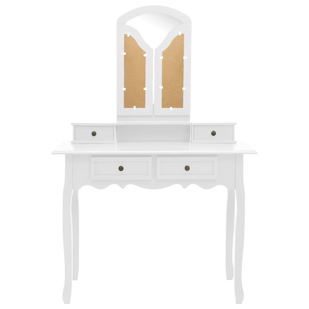vidaXL Set masă toaletă cu taburet alb 100x40x146 cm lemn paulownia