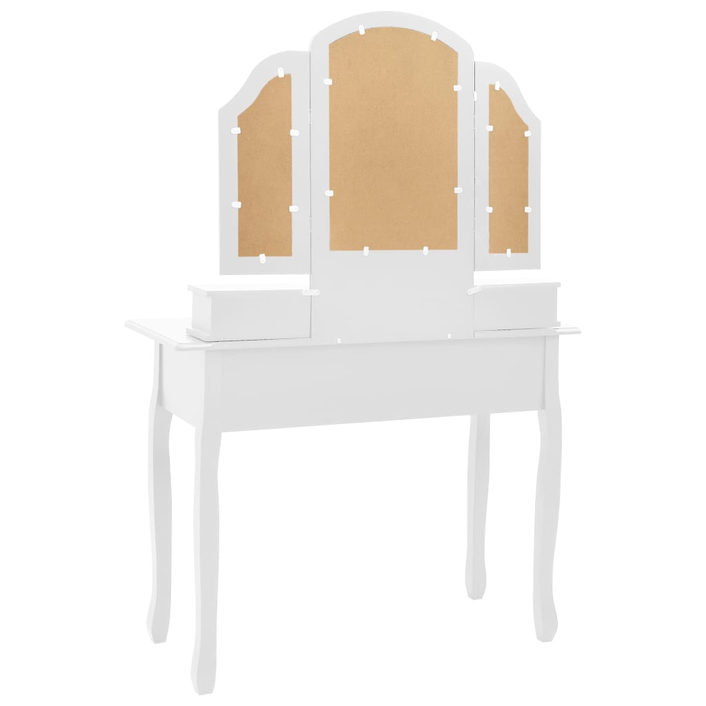 vidaXL Set masă toaletă cu taburet alb 100x40x146 cm lemn paulownia