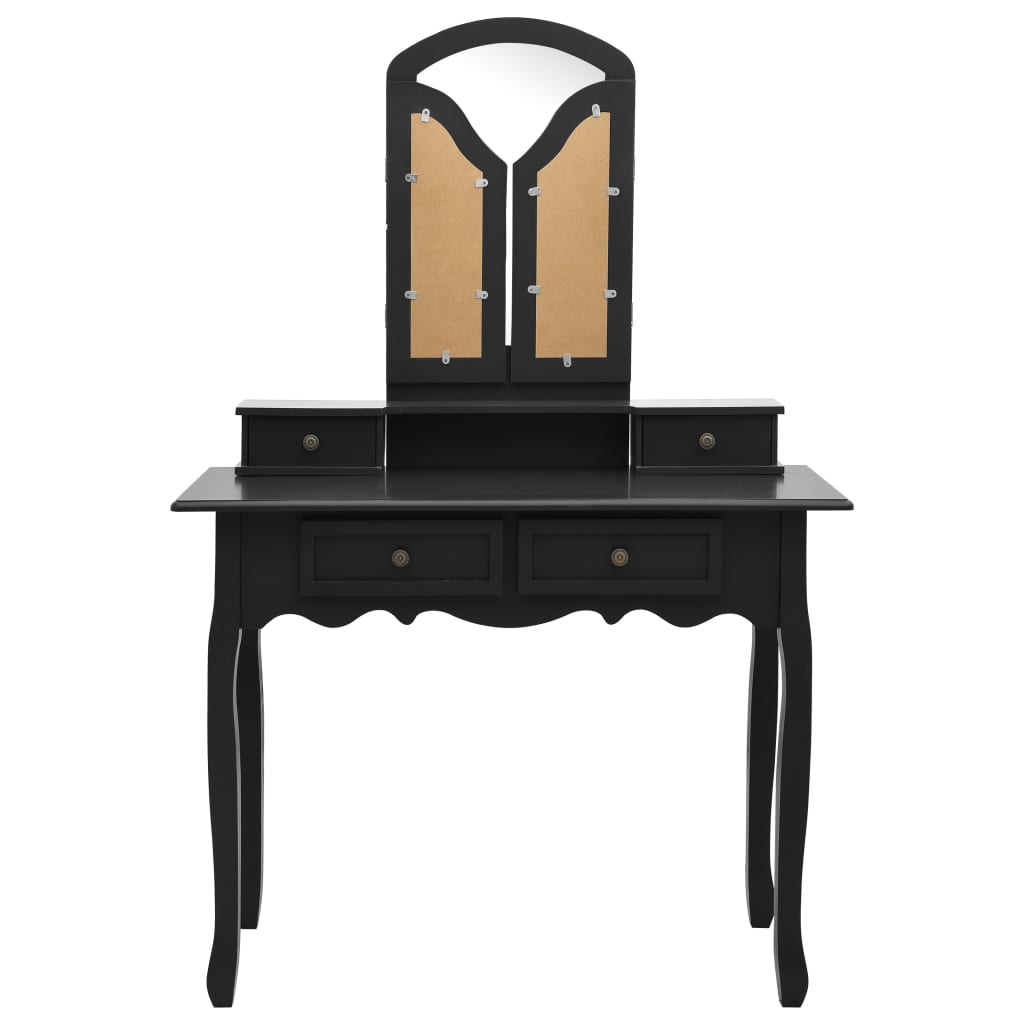vidaXL Set masă toaletă cu taburet negru 100x40x146 cm lemn paulownia