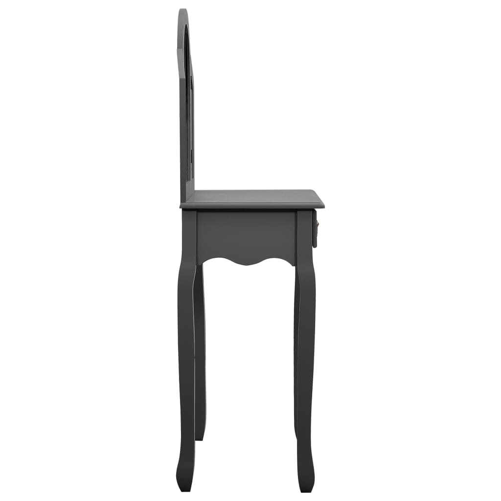 vidaXL Masă toaletă cu taburet, gri, 65x36x128 cm, lemn paulownia, MDF