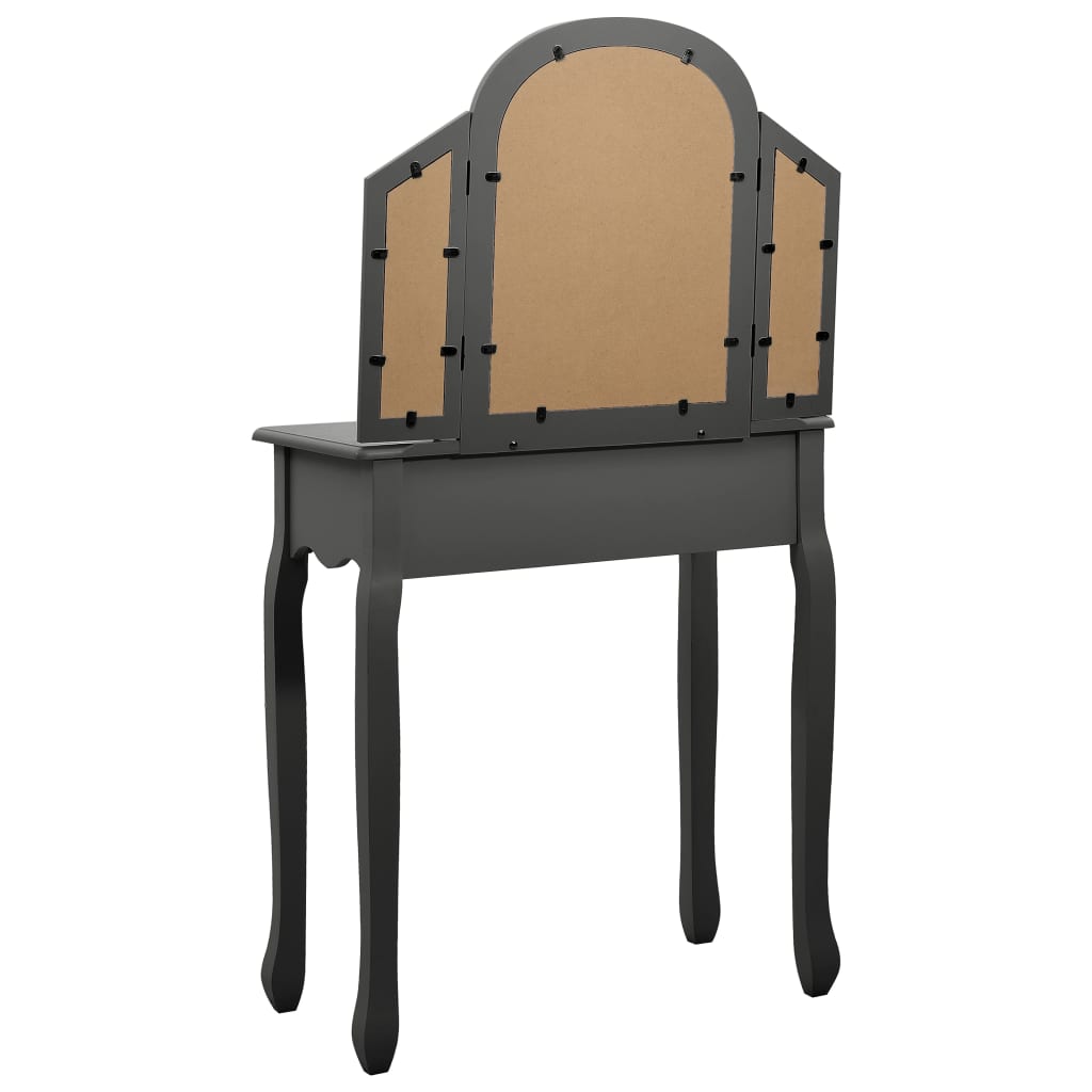 vidaXL Masă toaletă cu taburet, gri, 65x36x128 cm, lemn paulownia, MDF