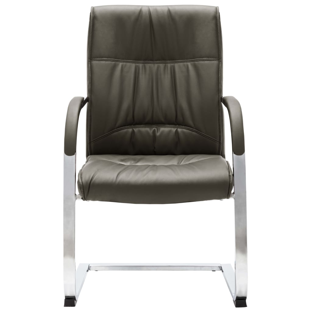vidaXL Scaun de birou consolă, gri, piele ecologică vidaXL Scaun de birou consolă, gri, piele ecologică