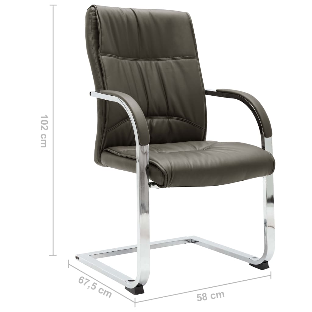 vidaXL Scaun de birou consolă, gri, piele ecologică vidaXL Scaun de birou consolă, gri, piele ecologică