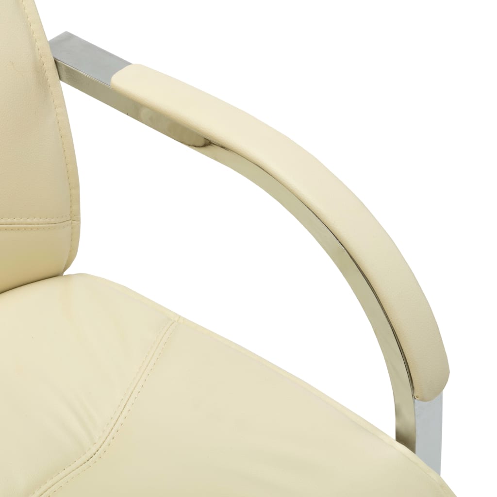 vidaXL Scaun de birou consolă, crem, piele ecologică vidaXL Scaun de birou consolă, crem, piele ecologică