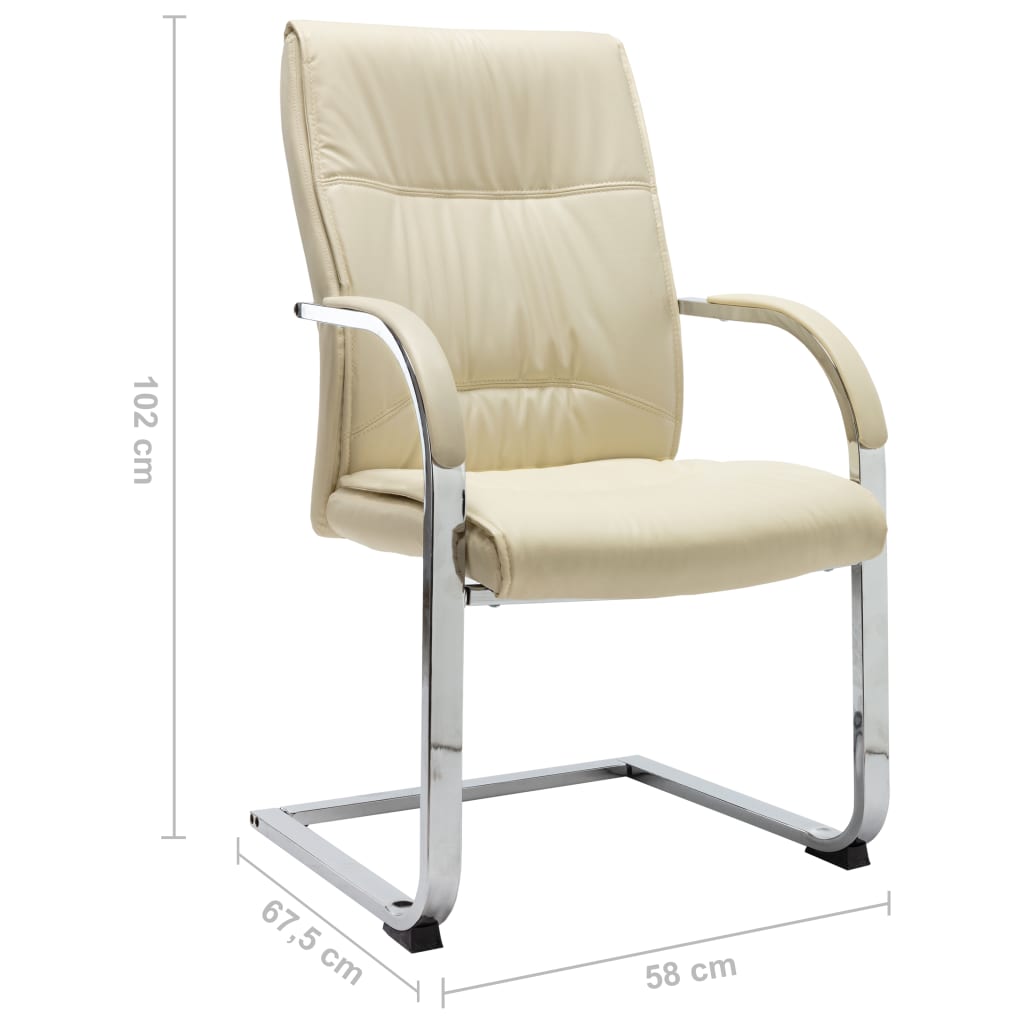 vidaXL Scaun de birou consolă, crem, piele ecologică vidaXL Scaun de birou consolă, crem, piele ecologică