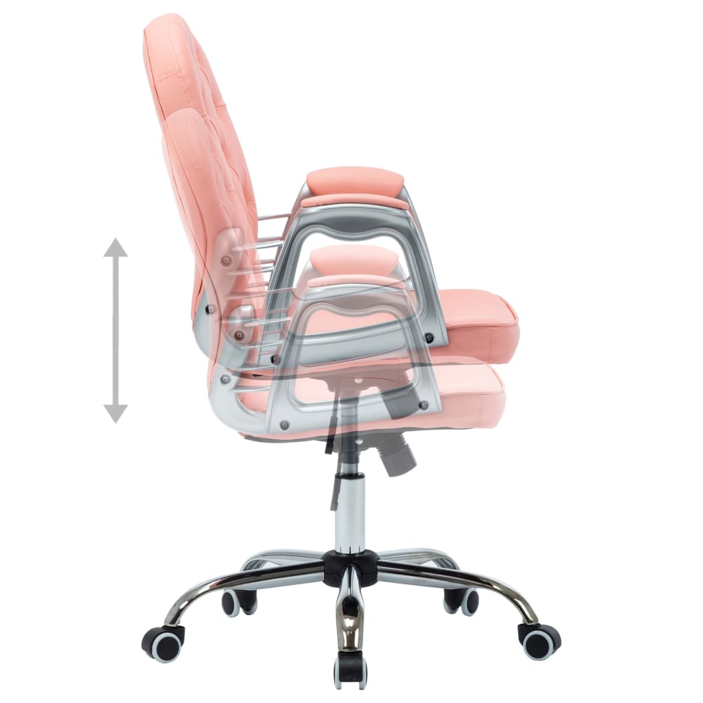 vidaXL Scaun de birou pivotant, roz, piele ecologică vidaXL Scaun de birou pivotant, roz, piele ecologică