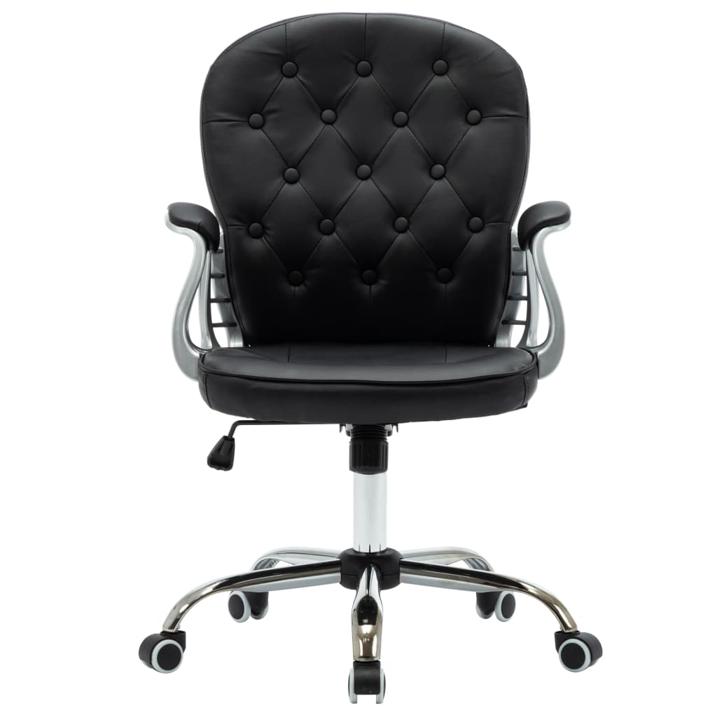 vidaXL Scaun de birou rotativ, negru, piele ecologică vidaXL Scaun de birou rotativ, negru, piele ecologică