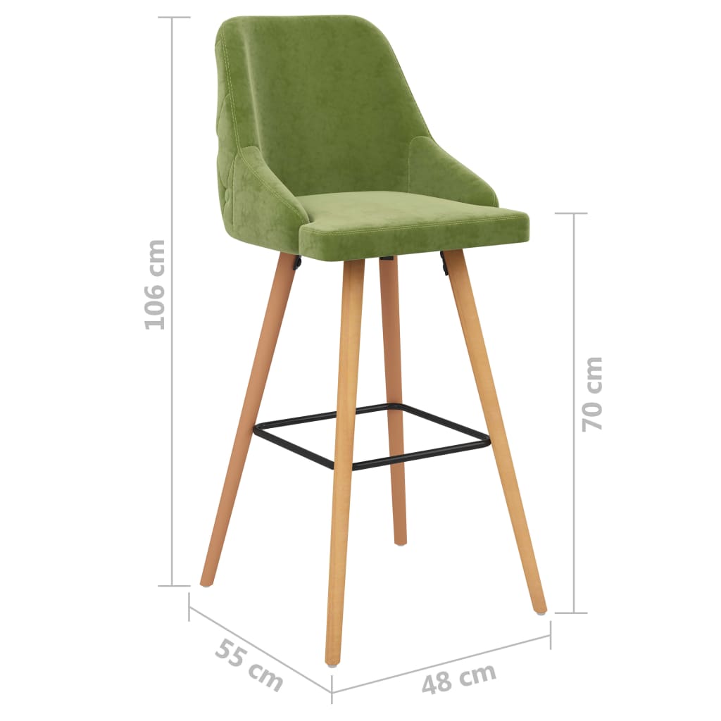 vidaXL Scaune de bar, 2 buc., verde deschis, catifea vidaXL Scaune de bar, 2 buc., verde deschis, catifea