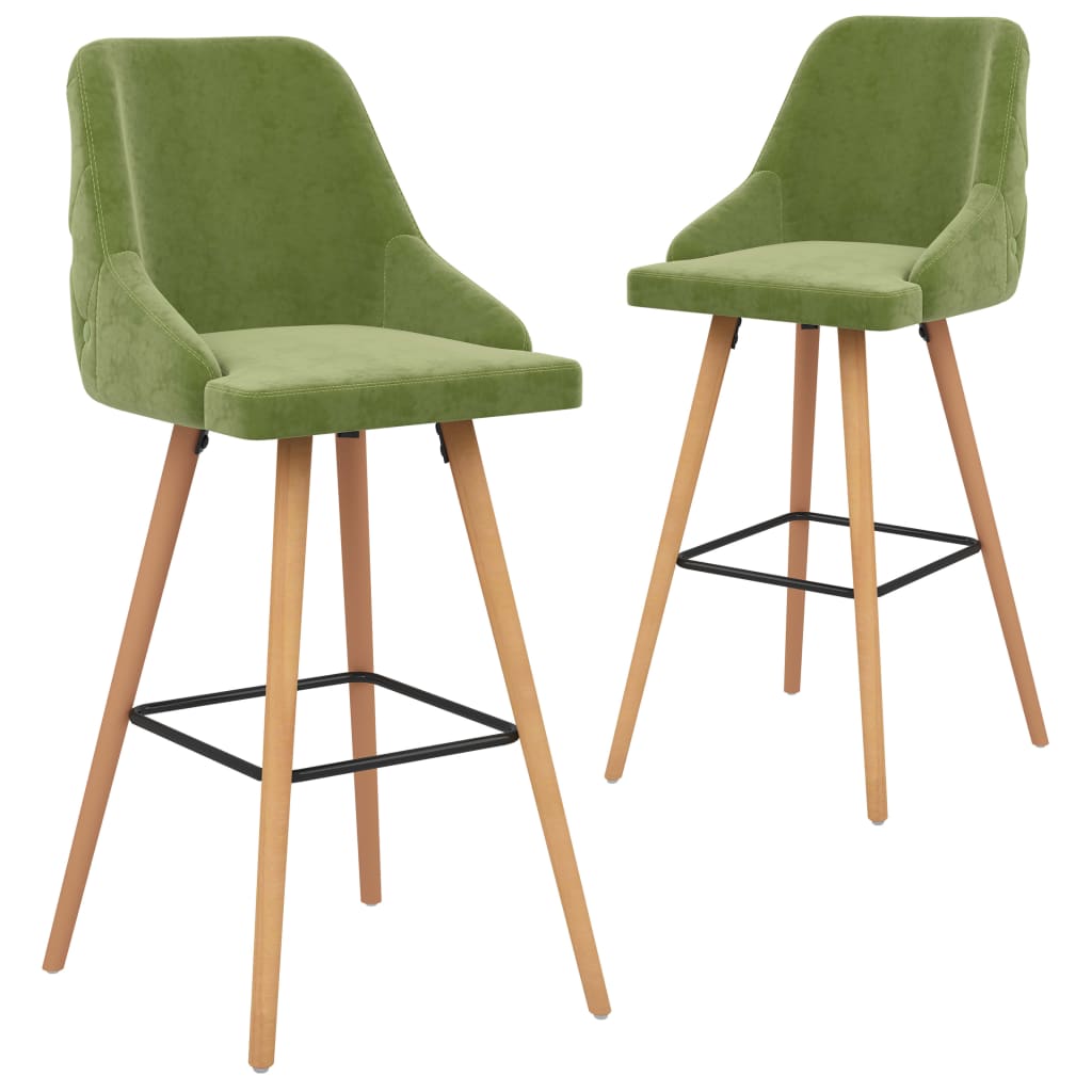 vidaXL Scaune de bar, 2 buc., verde deschis, catifea vidaXL Scaune de bar, 2 buc., verde deschis, catifea