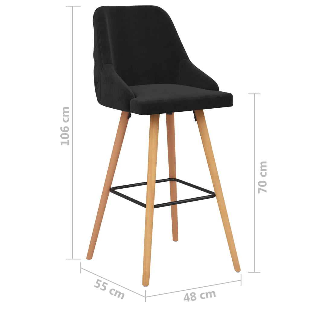 vidaXL Scaune de bar, 2 buc., negru, catifea vidaXL Scaune de bar, 2 buc., negru, catifea