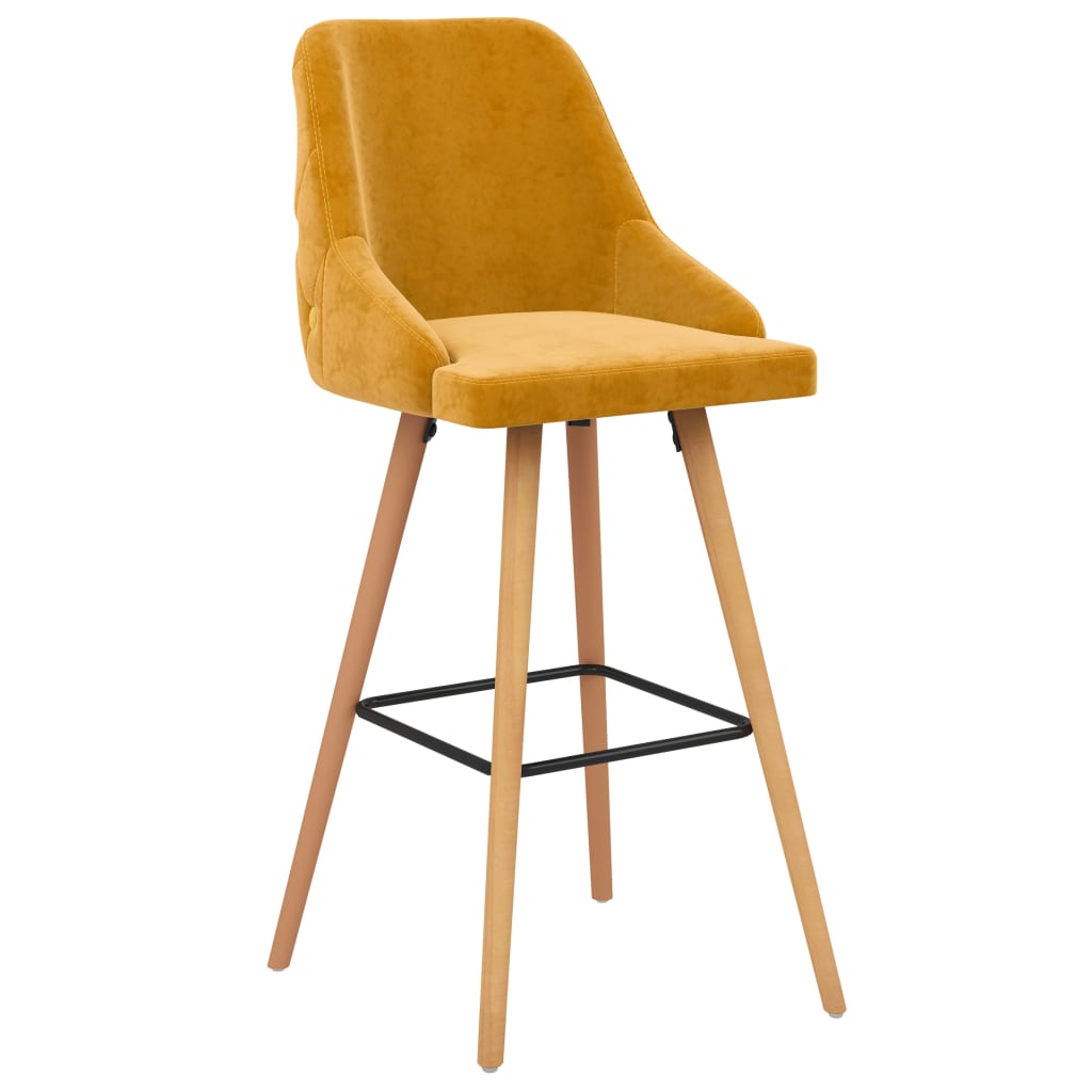 vidaXL Scaune de bar, 2 buc., galben, catifea vidaXL Scaune de bar, 2 buc., galben, catifea
