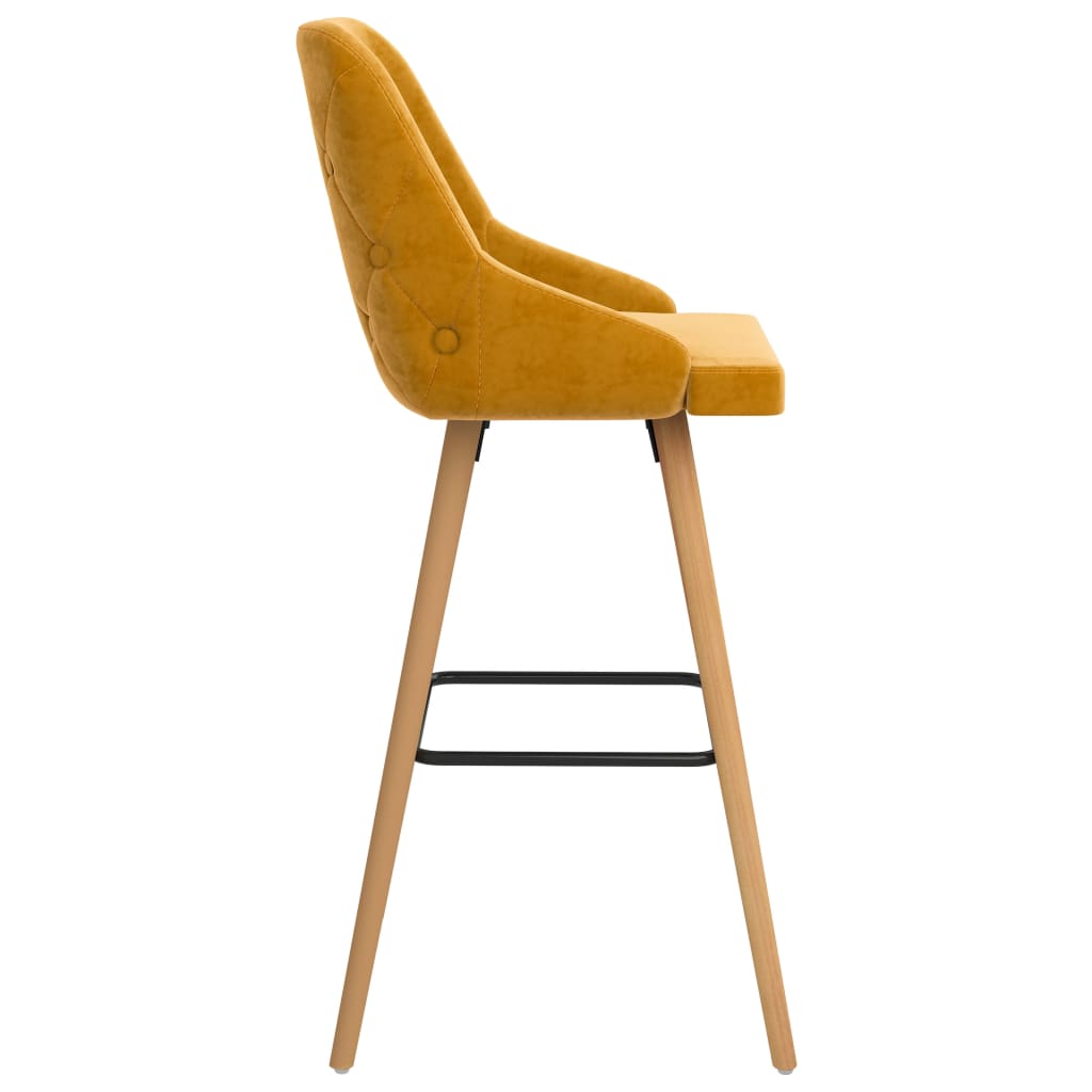 vidaXL Scaune de bar, 2 buc., galben, catifea vidaXL Scaune de bar, 2 buc., galben, catifea