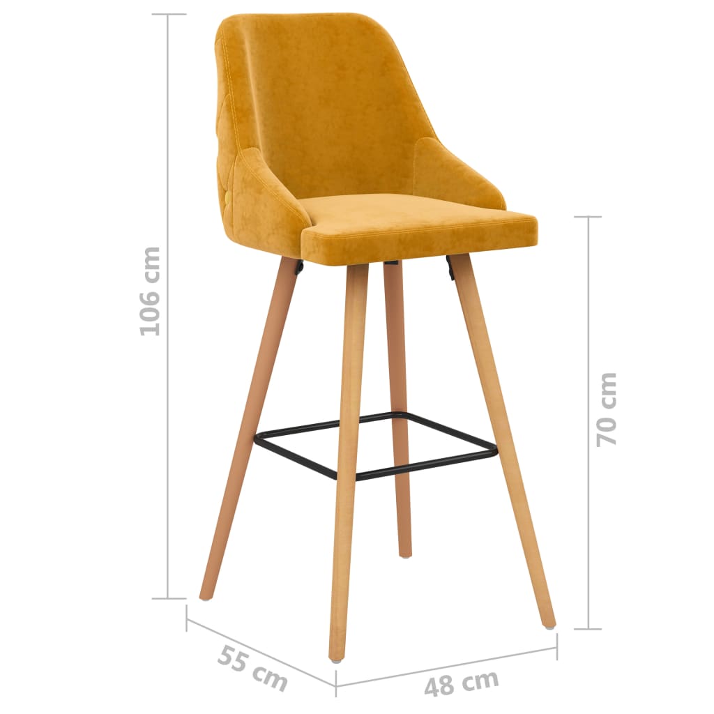 vidaXL Scaune de bar, 2 buc., galben, catifea vidaXL Scaune de bar, 2 buc., galben, catifea