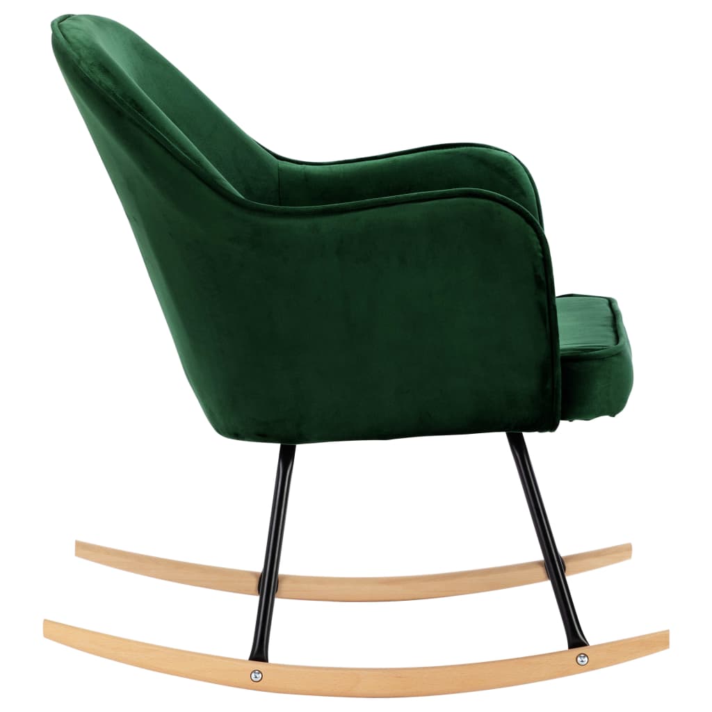 vidaXL Scaun balansoar, verde închis, catifea