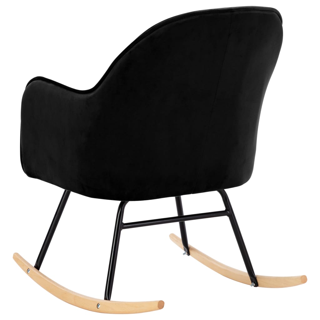 vidaXL Scaun balansoar, negru, catifea vidaXL Scaun balansoar, negru, catifea