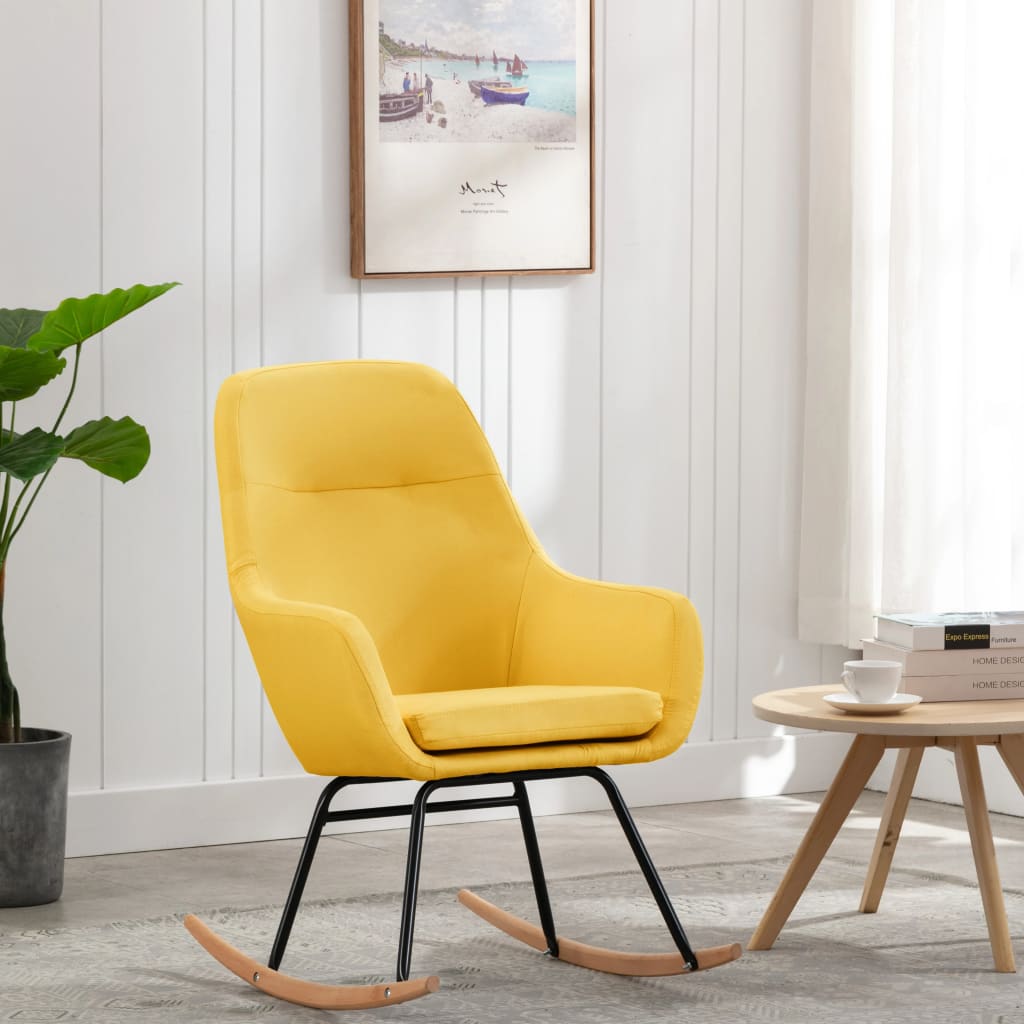 vidaXL Scaun balansoar, galben muștar, material textil vidaXL Scaun balansoar, galben muștar, material textil