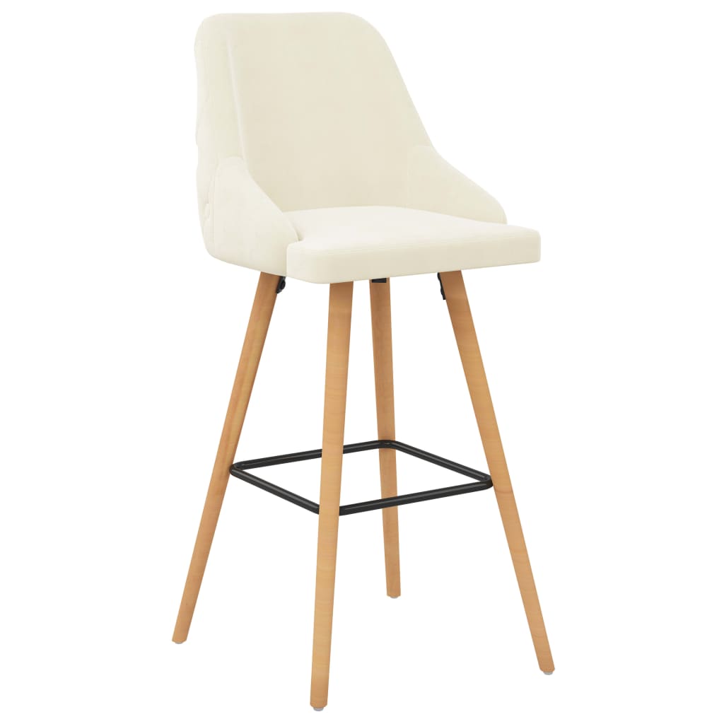 vidaXL Scaune de bar, 2 buc., crem, catifea vidaXL Scaune de bar, 2 buc., crem, catifea