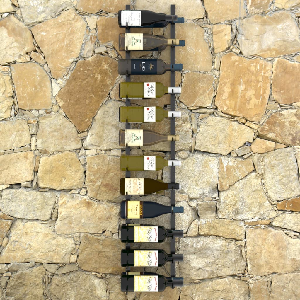 vidaXL Suport sticle de vin de perete, 24 sticle, negru, fier vidaXL Suport sticle de vin de perete, 24 sticle, negru, fier