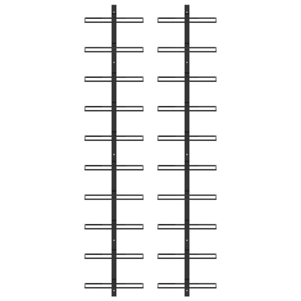 vidaXL Suporturi sticle de vin de perete 20 sticle 2 buc. negru metal