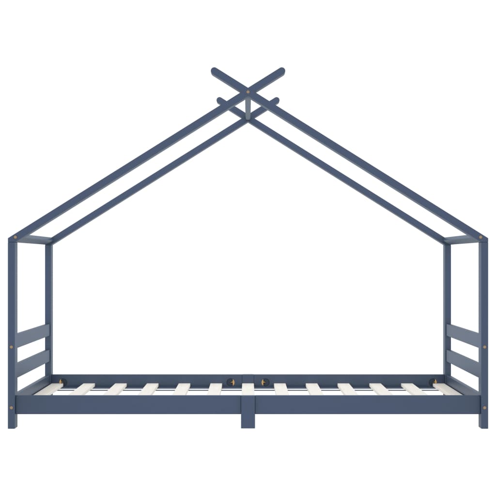 vidaXL Cadru de pat pentru copii, gri, 90 x 200 cm, lemn masiv de pin vidaXL Cadru de pat pentru copii, gri, 90 x 200 cm, lemn masiv de pin