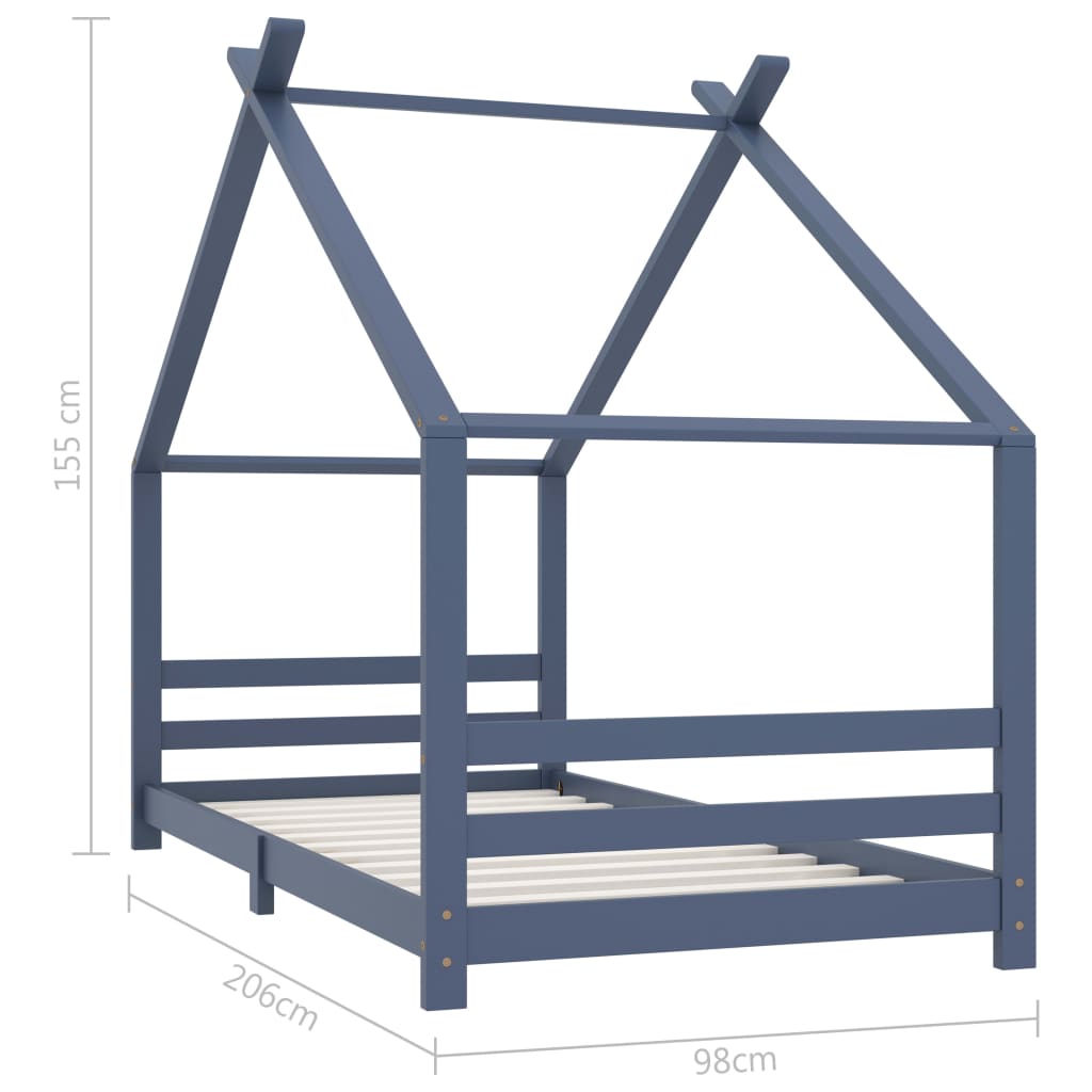 vidaXL Cadru de pat pentru copii, gri, 90 x 200 cm, lemn masiv de pin vidaXL Cadru de pat pentru copii, gri, 90 x 200 cm, lemn masiv de pin