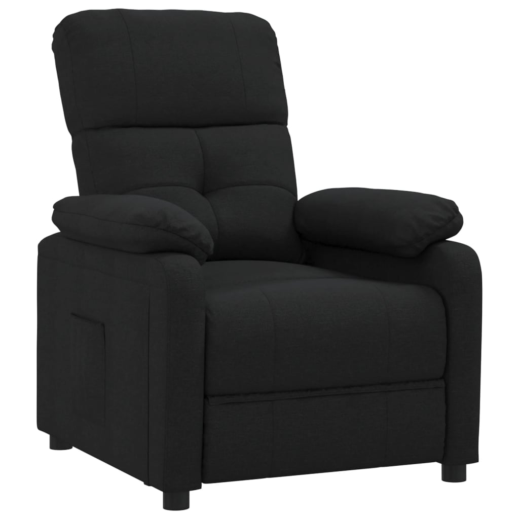vidaXL Fotoliu rabatabil, negru, material textil vidaXL Fotoliu rabatabil, negru, material textil