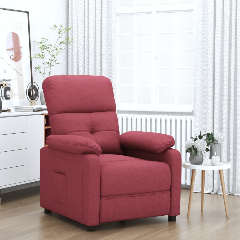 vidaXL Fotoliu rabatabil, roșu vin, material textil vidaXL Fotoliu rabatabil, roșu vin, material textil