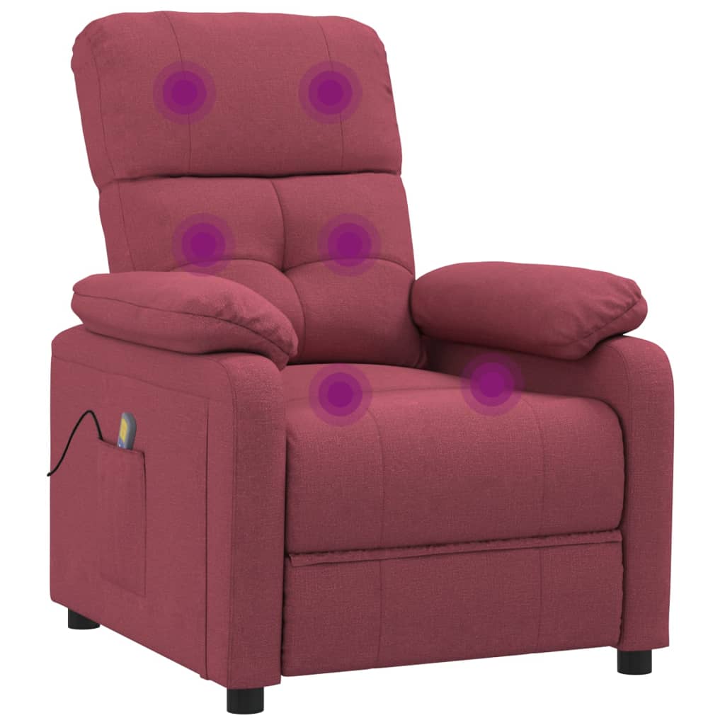 vidaXL Fotoliu de masaj, roșu vin, material textil