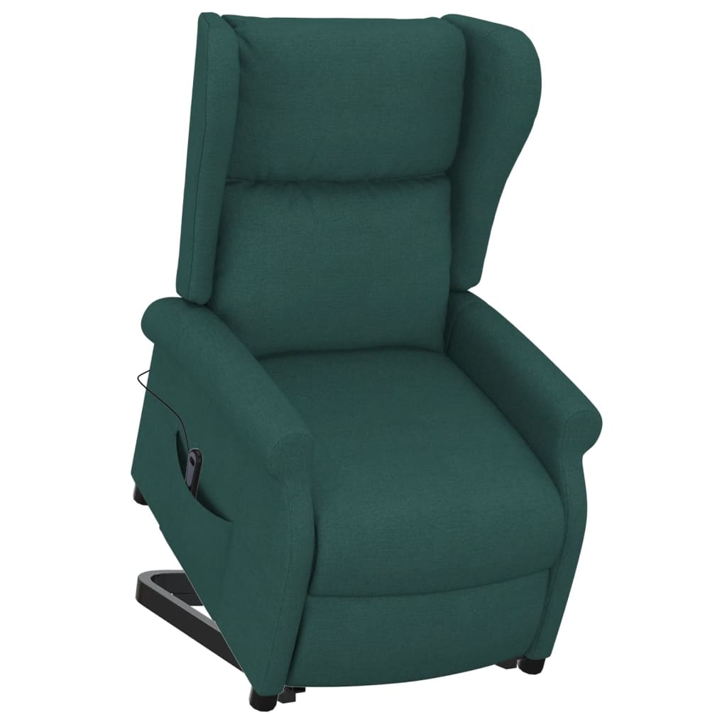 vidaXL Fotoliu cu ridicare, verde închis, material textil vidaXL Fotoliu cu ridicare, verde închis, material textil