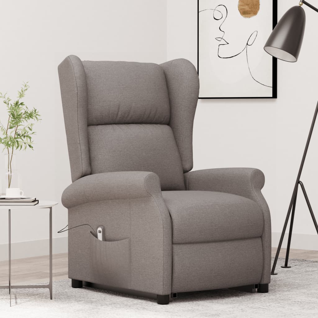 vidaXL Fotoliu cu ridicare, gri taupe, material textil vidaXL Fotoliu cu ridicare, gri taupe, material textil