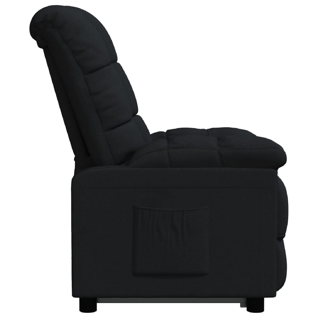 vidaXL Fotoliu rabatabil, negru, material textil vidaXL Fotoliu rabatabil, negru, material textil