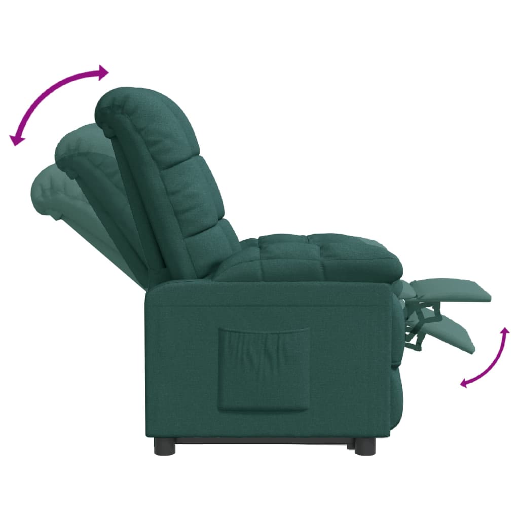 vidaXL Fotoliu rabatabil, verde închis, material textil vidaXL Fotoliu rabatabil, verde închis, material textil