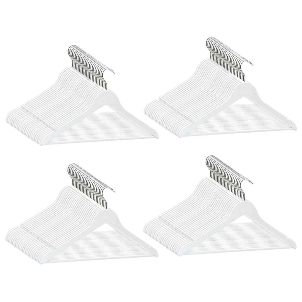 vidaXL Set umerașe anti-alunecare, alb, 100 buc., lemn esență tare vidaXL Set umerașe anti-alunecare, alb, 100 buc., lemn esență tare
