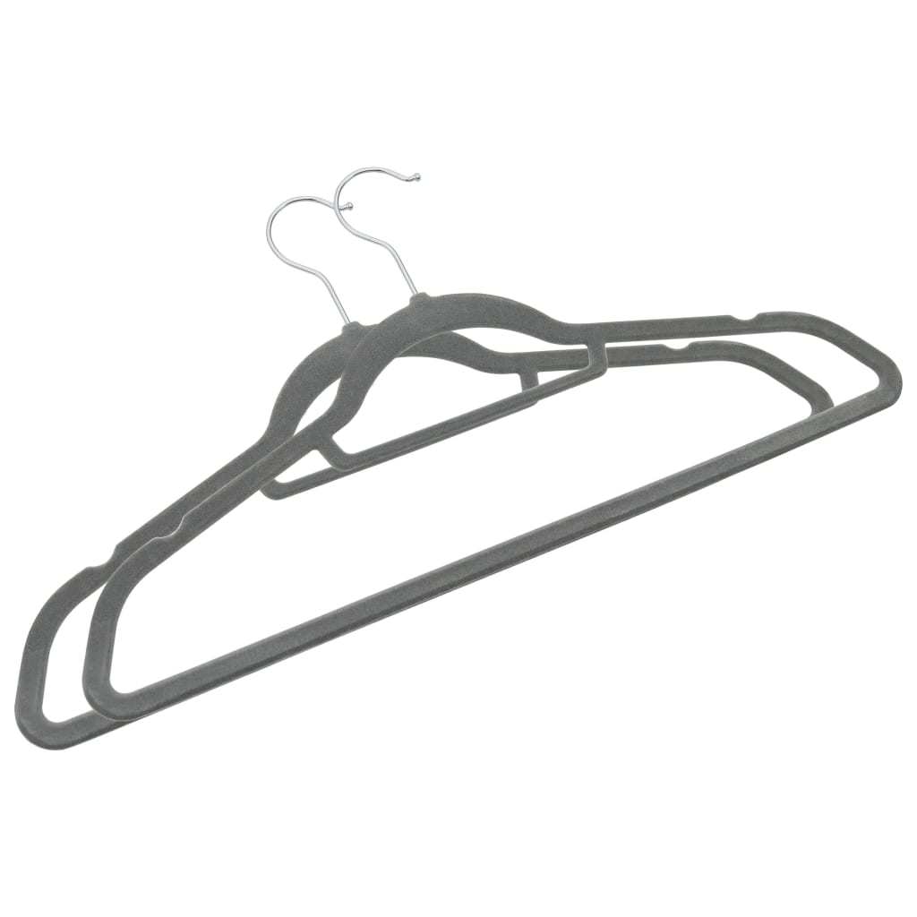 vidaXL Set de umerașe anti-alunecare, 20 buc., gri, catifea vidaXL Set de umerașe anti-alunecare, 20 buc., gri, catifea